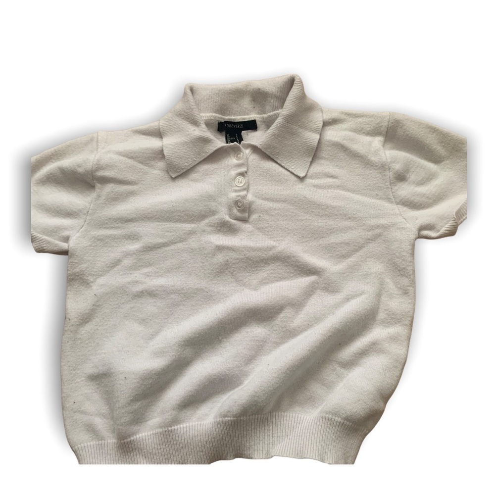 White Cropped Polo
